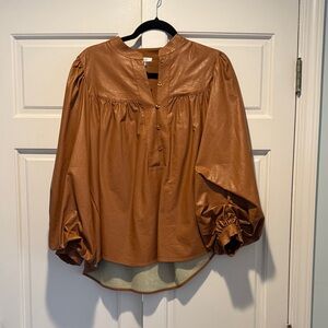 Women's Brown Button-Up Top